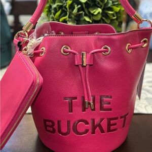 Pink Bucket Bag with Wallet